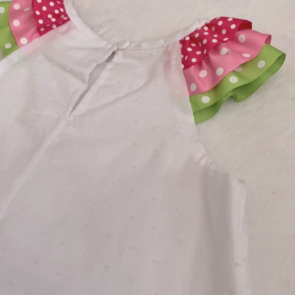 Rare Editions | Cupcake Swiss Dot Birthday Scallop Hem Dress E326267 White (5) - Picture 12 of 16